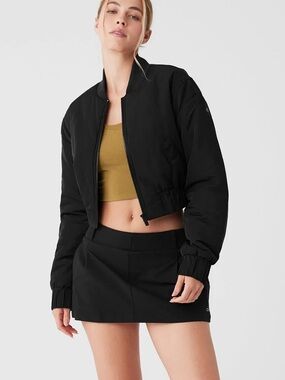 Alo Cropped Break Line Bomber Jacket